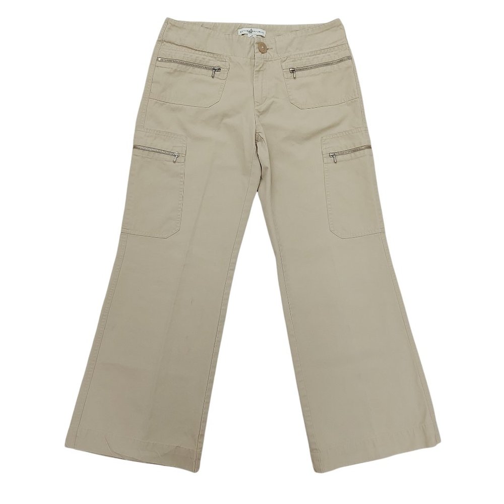 Banana Republic Pants Womens Small Beige Zip Pockets Low Rise Straight Cotton